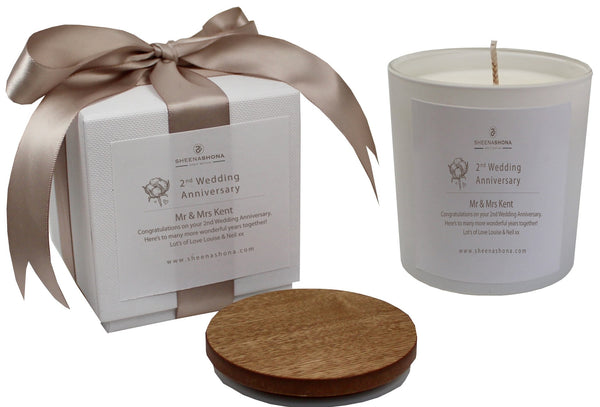 2nd Year Cotton Wedding Anniversary Luxury Candle