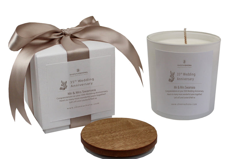 35th Year Coral Wedding Anniversary Luxury Candle