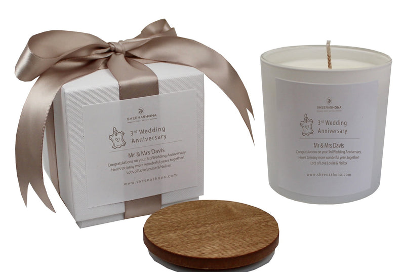 3rd Year Leather Wedding Anniversary Luxury Candle