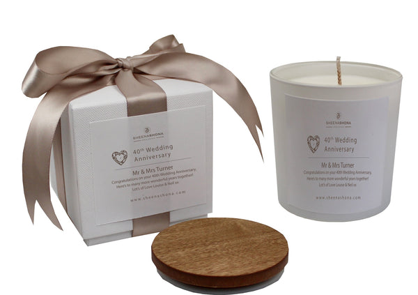 40th Year Ruby Wedding Anniversary Luxury Candle