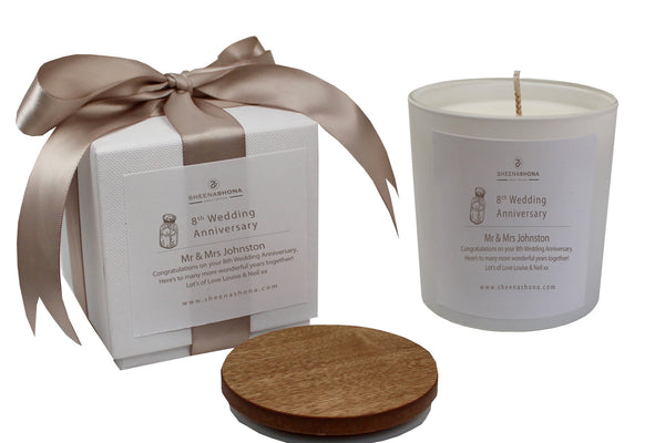 8th Year Salt Wedding Anniversary Luxury Candle