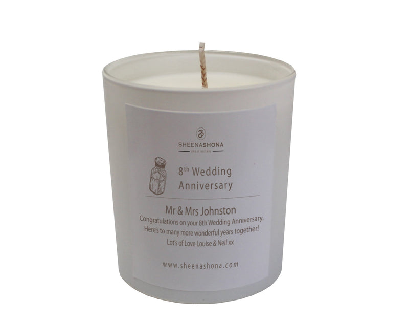 8th Year Salt Wedding Anniversary Luxury Candle