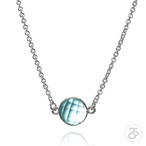 Blue Topaz Bezel Gemstone & Sterling Silver Necklace