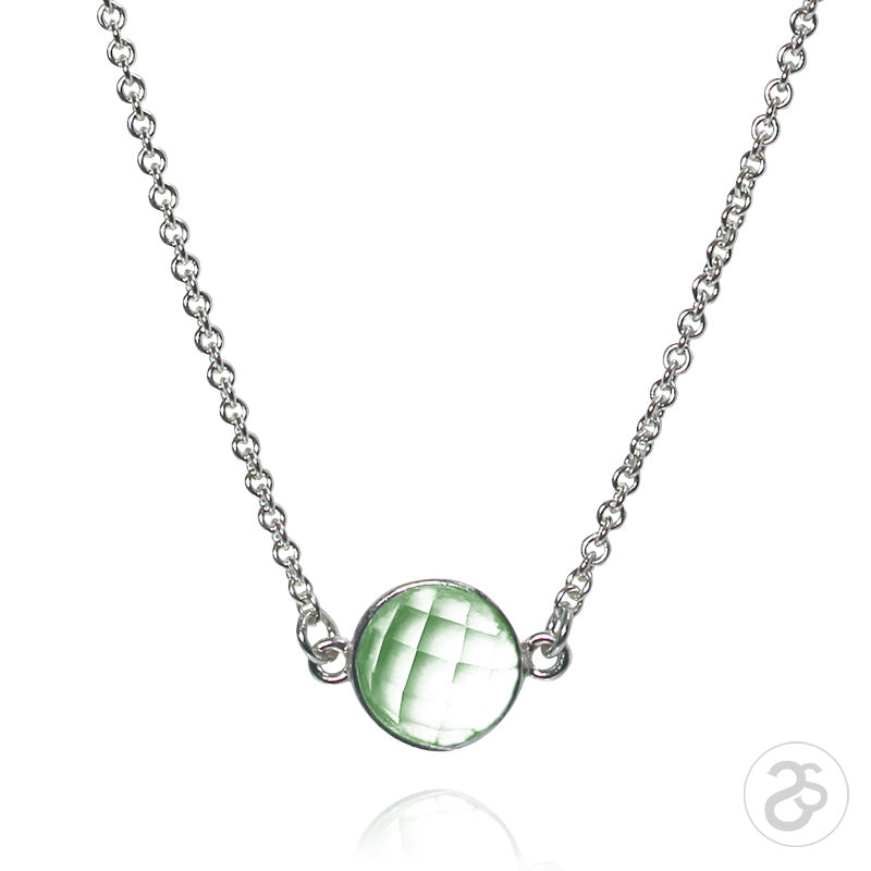 Green Amethyst Bezel Gemstone & Silver Necklace
