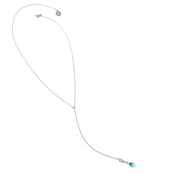 Blue Topaz & Sterling Silver Lariat Necklace