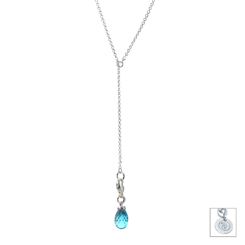 Blue Topaz & Sterling Silver Lariat Necklace