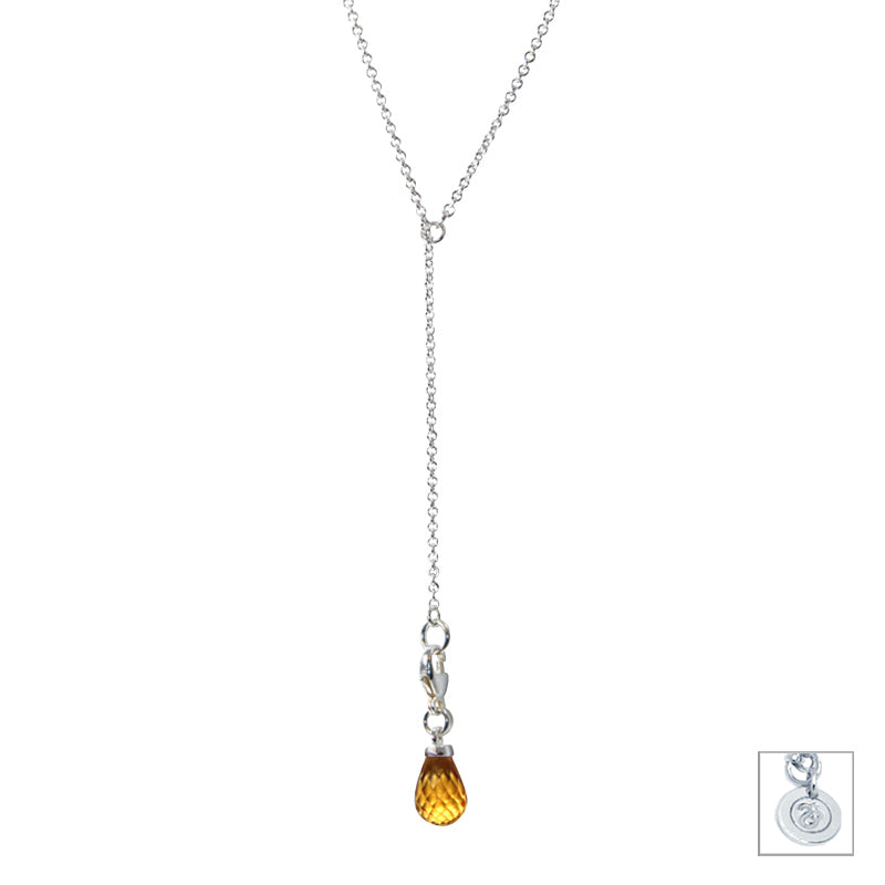 Citrine & Sterling Silver Lariat Necklace