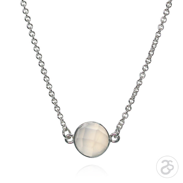 Moonstone Bezel Gemstone & Sterling Silver Necklace