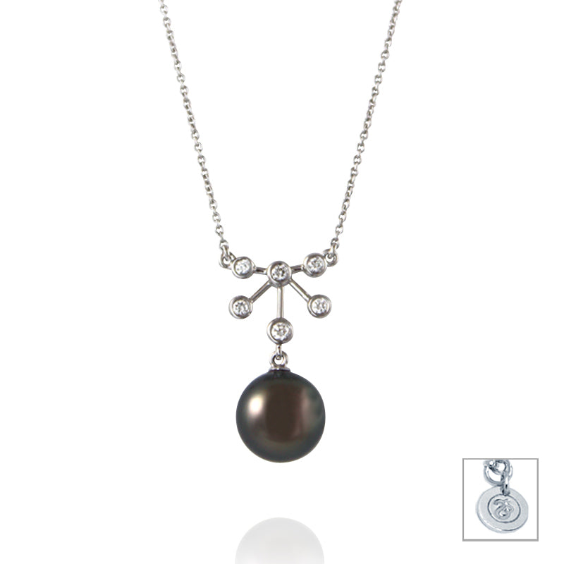 Snowflake Diamond & Tahitian Pearl Pendant