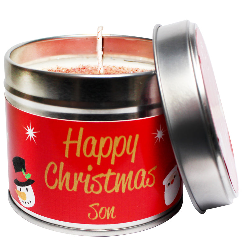 Personalised Happy Christmas Son Soya Wax Candle Tin