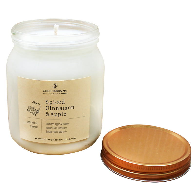 Spiced Cinnamon & Apple Scented Soya Wax Honey Jar Candle