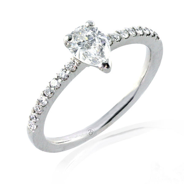 Platinum Stuart Pear Cut 0.66 ct Diamond Ring
