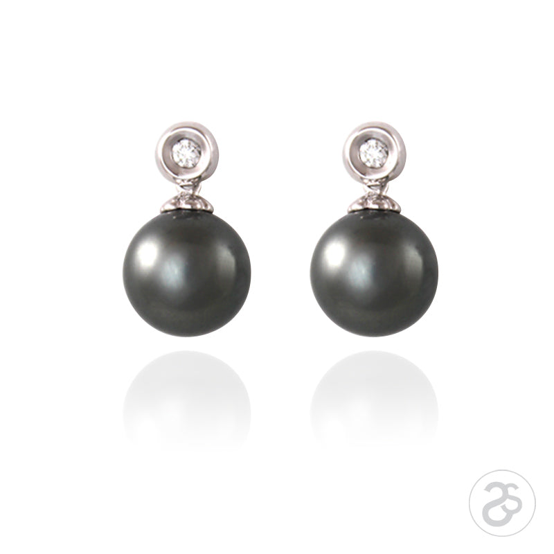 Tahitian Pearl & Diamond Earrings