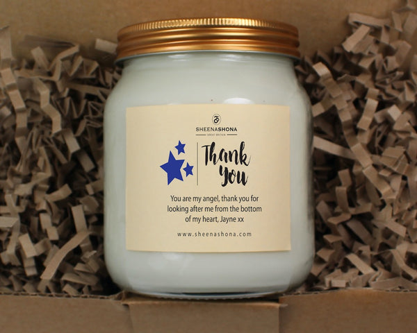 'Thank You' Personalised Large Soya Wax Honey Jar Candle