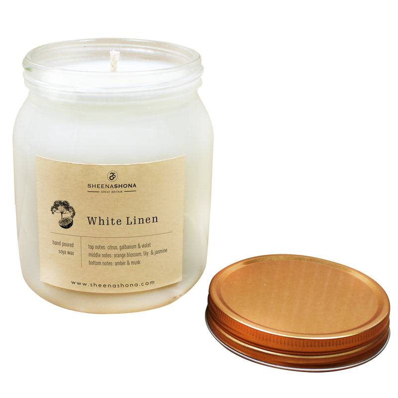 White Linen Scented Soya Wax Honey Jar Candle
