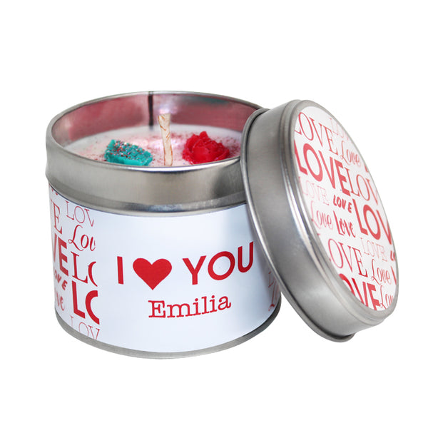 'I Love You' Personalised Valentine's Soya Wax Candle Tin