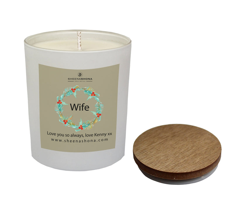 Christmas Personalised 'Wife' Luxury Soya Wax Candle
