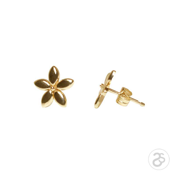 Yellow Gold Flower Stud Earrings