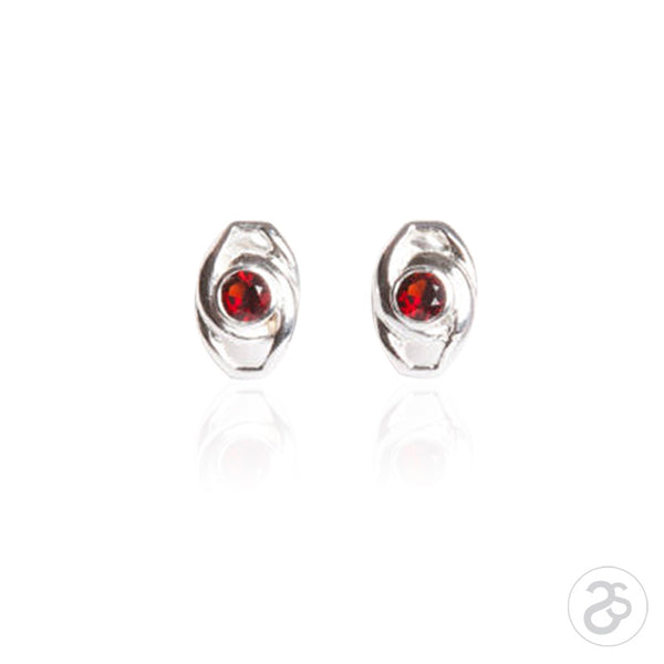 Garnet & Sterling Silver Stud Earrings