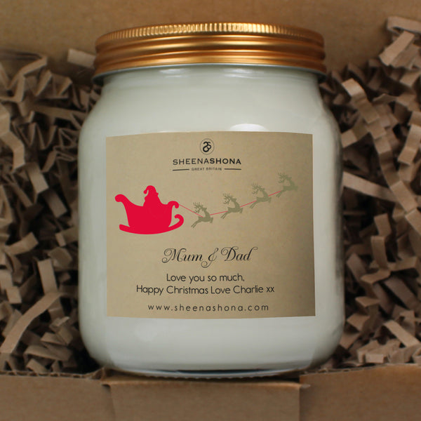Christmas Personalised 'Mum & Dad' Soya Wax Honey Jar Candle