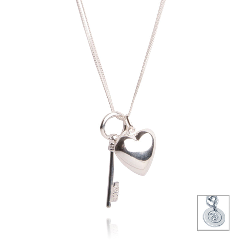 Sterling Silver Heart & Key Pendant