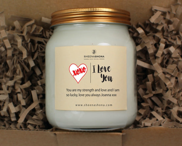 'I Love You' Personalised Large Soya Wax Honey Jar Candle