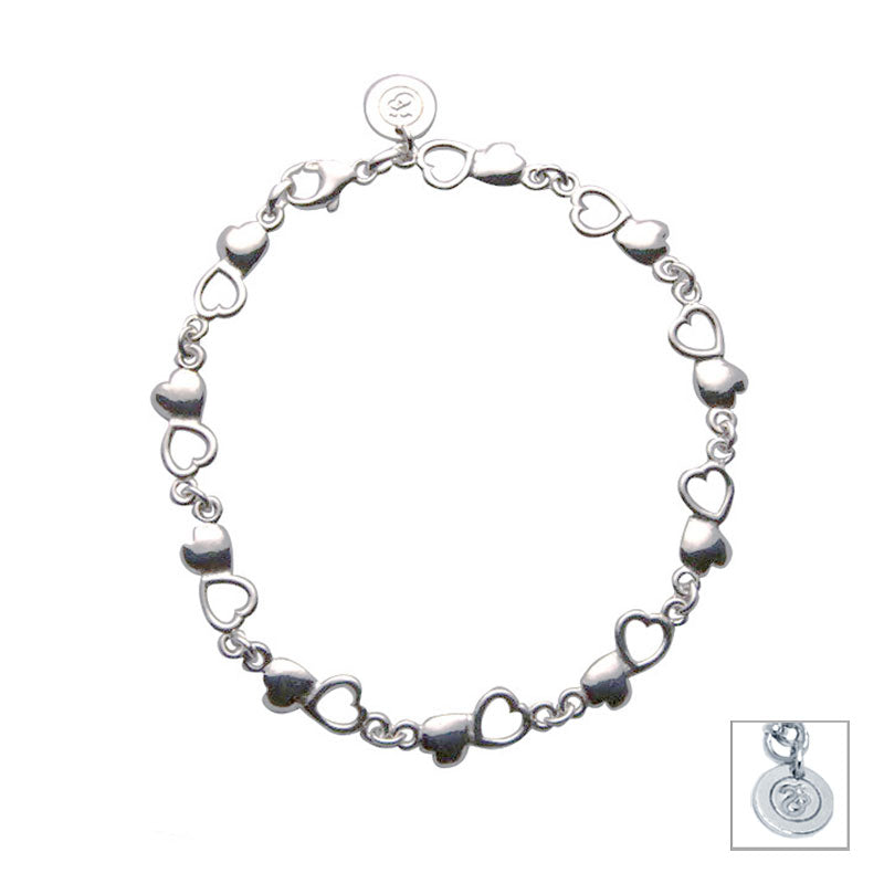 Sterling Silver Fine Love Heart Bracelet